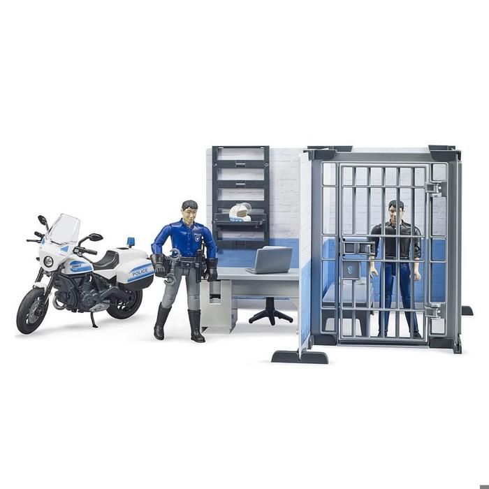 Poste de police bworld avec moto de police - Bruder - Jouet pour enfant de 4 ans et plus