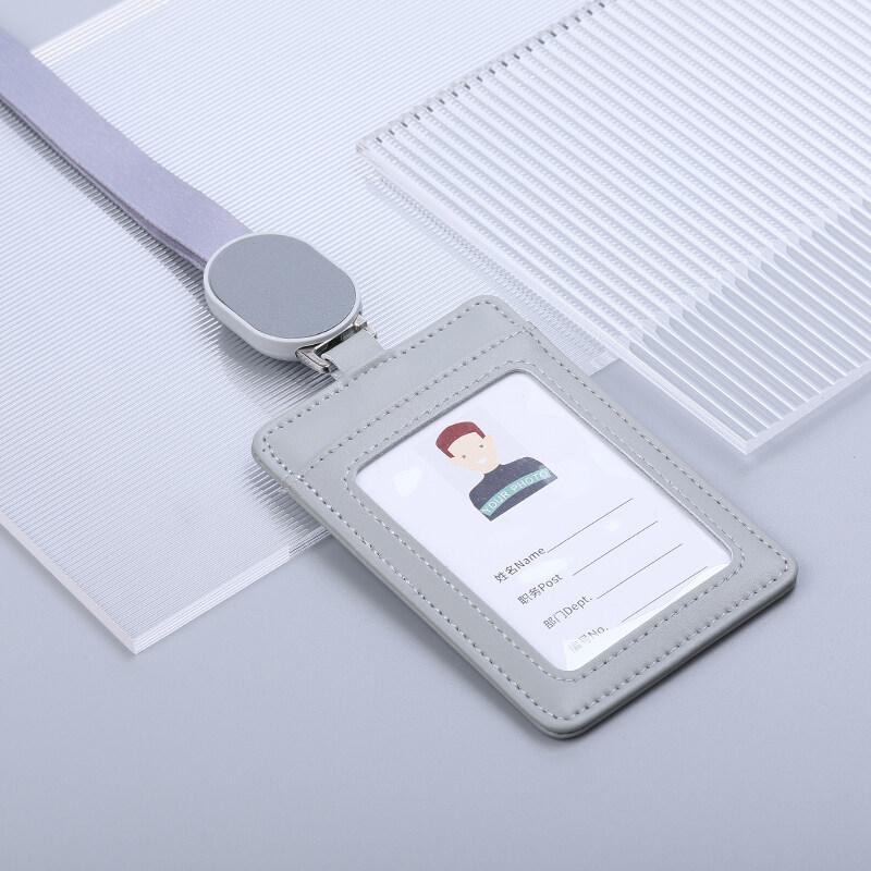 2025 NEW Real Leather Work Card Cases ID Certificate Holder with Retractable Badge Reel Lanyard