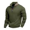 Men's Solid-color Casual Fleece Hoodie, Men's Loose Stand-up Collar Semi-zipper Casual Sport Pullover Hoodie