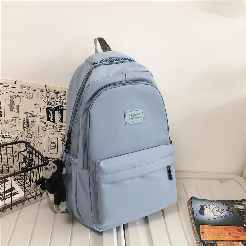 Sac à dos femme couleur unie femme multi-poches décontracté homme sac de voyage cartable de haute qualité pour adolescente livre sac à dos