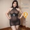 Night Oath Tiffi Plus Size Sexy Transparent Bodycon Dress with Stockings and Mini Skirt