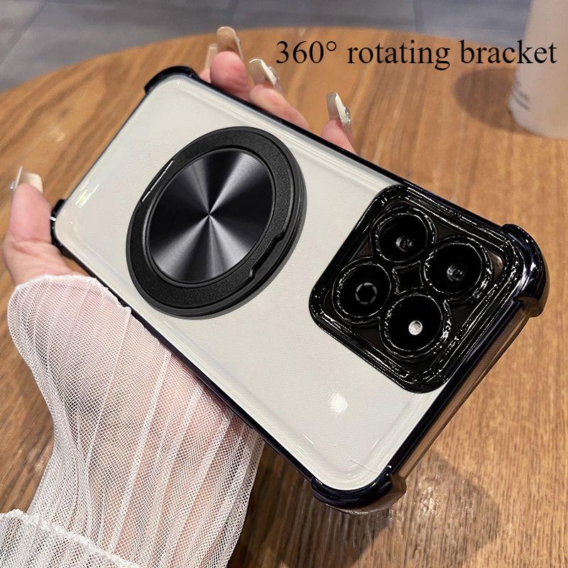 For Honor 200 Smart X7C Play 60 Plus Case Transparent Electroplating 360° Rotating Bracket TPU Anti-fall Cover For Honor Play60+