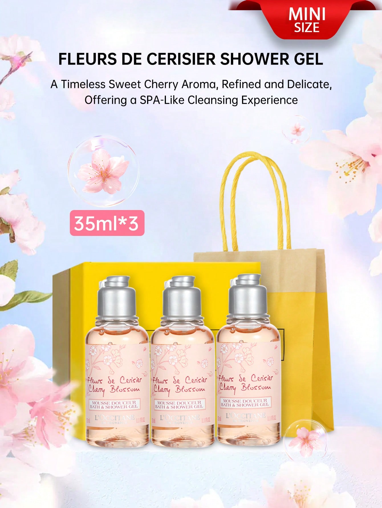 L Occitane Fresh Verbena Lemon Body Care Set Verbena Shower Gel 70ml + Verbena Body Lotion 70ml Travel Kit mini 35ml*3