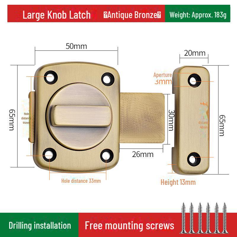 No-Drill Anti-Theft Door Latch Lock for Bathroom
