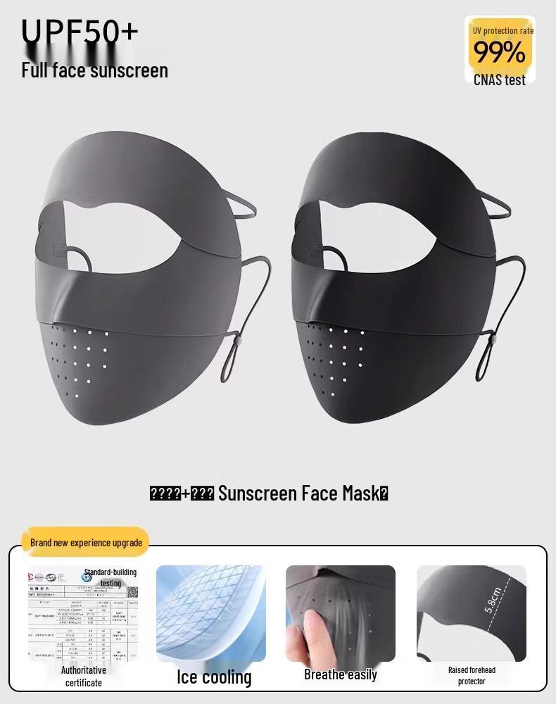 Women s Traceless UV-Protection Ice Silk Facekini With Detachable Face Shield