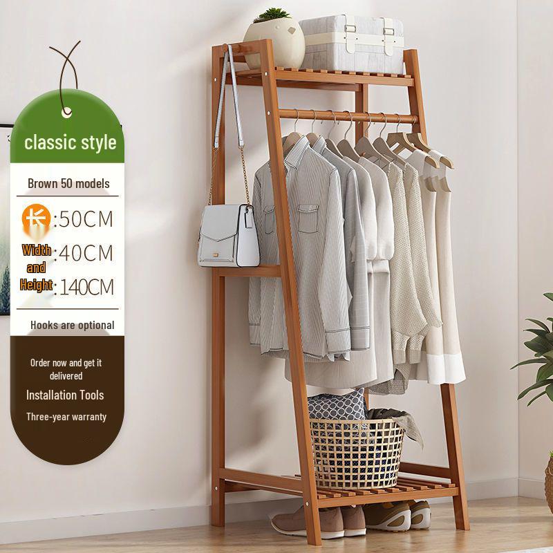 Bamboo Floor-Standing Clothes Rack & Wardrobe Organizer