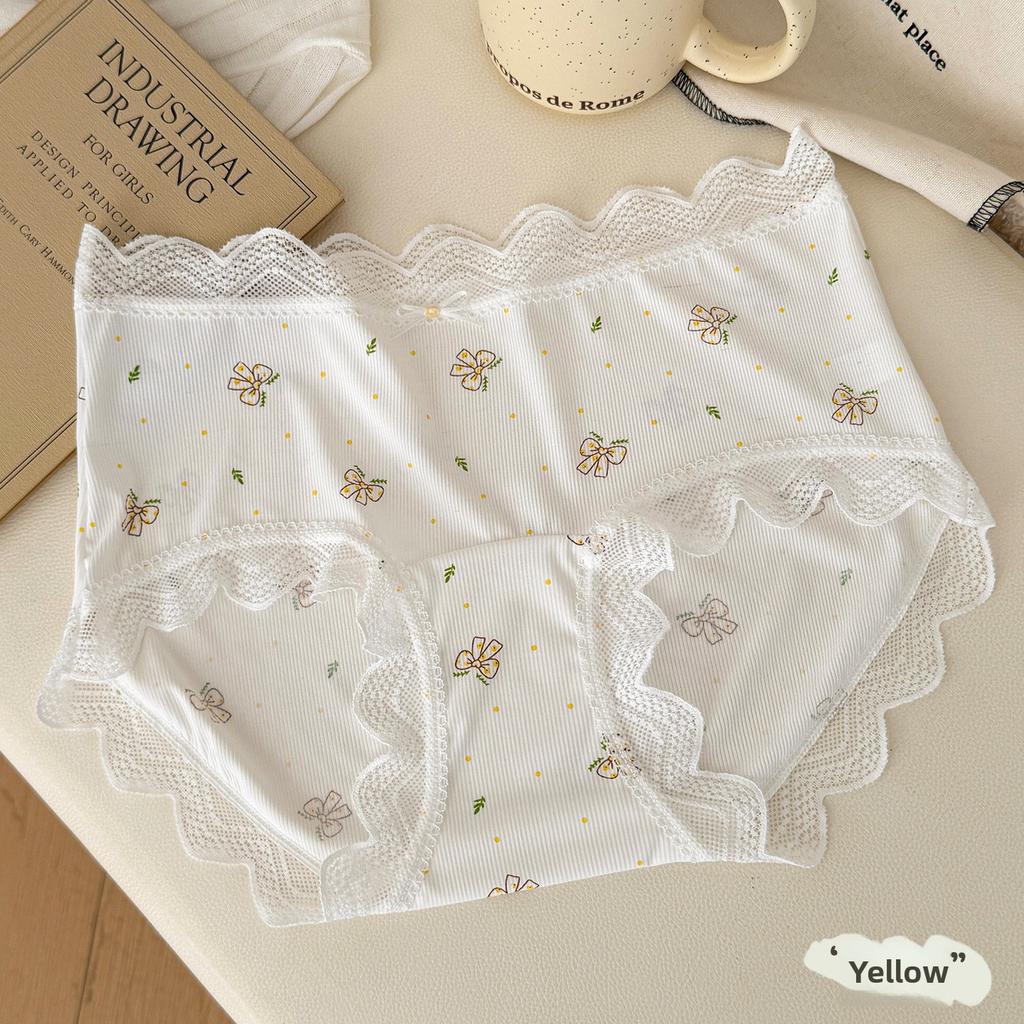 Female Summer New Lovely Lace Lace Extended Antibacterial Crotch Breathable Waist Triangle Briefs