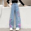 Baby Girls Jeans for Kids Baggy Cargo Pants Butterfly Trousers Wide Leg Children Clothes