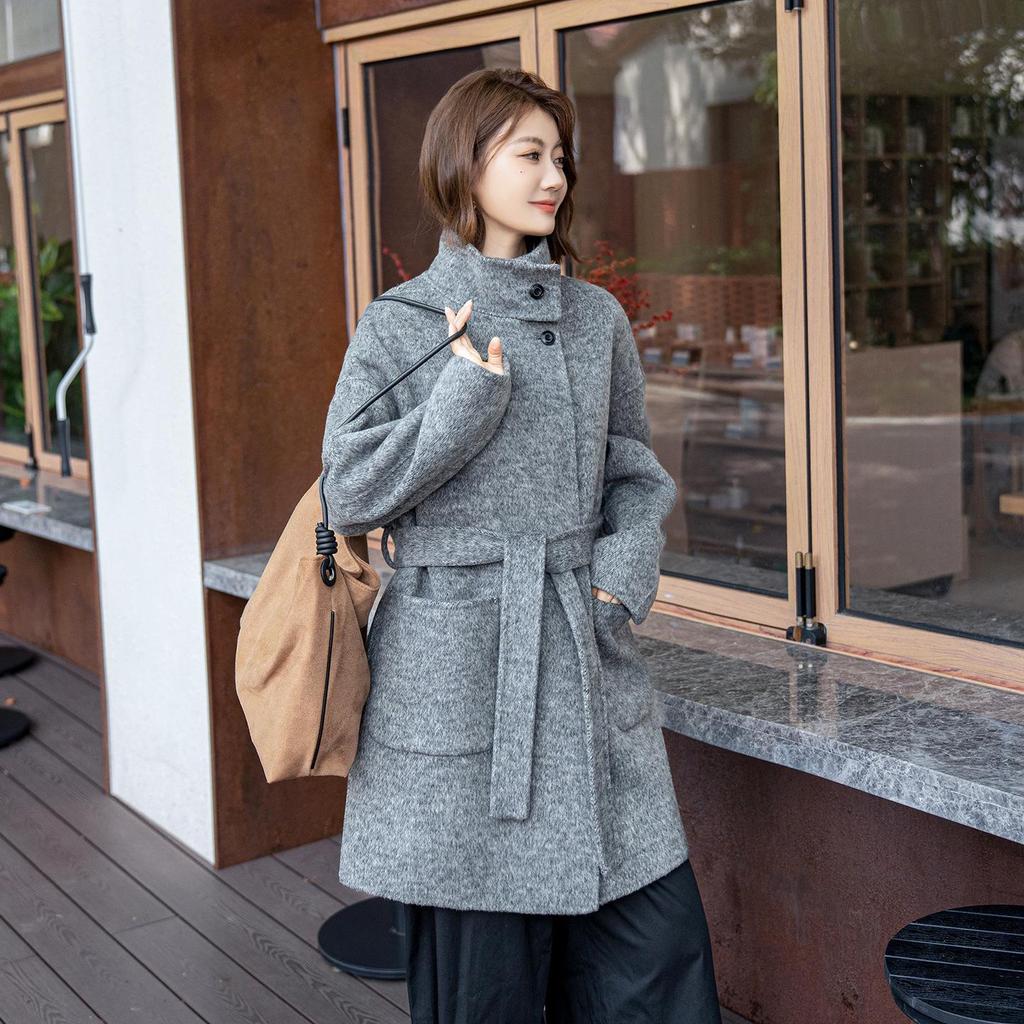 2025 Fall/Winter Women's Cashmere Wool Loose Mid-Length Double-Sided Coat