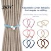 Easy Operate Curtain Fasteners 1 Pair Tiebacks for Drapes, Adjustable Rope Tie Backs, Faux Non-damaging Clips Pearls Cord Buckle Holder Home