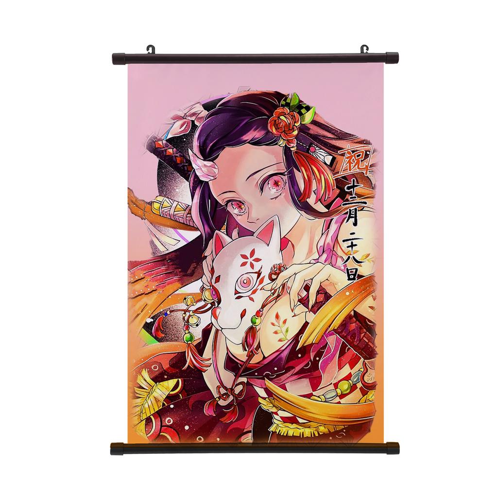 Demon Slayer Nezuko Poster Tecknad Kimetsu No Yaiba Rullposter Vägg Rullposter Populärt Mönster Målning Poster