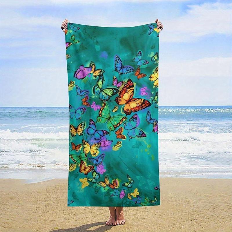 Beach Towel Colorful Butterfly Pattern Sun Protection Windproof Suitable for Swimming Pool Camping Travel Blanket