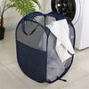 Folding Laundry Hamper Freestanding Polyester Space Saving Mesh Laundry Basket Household Supplies
