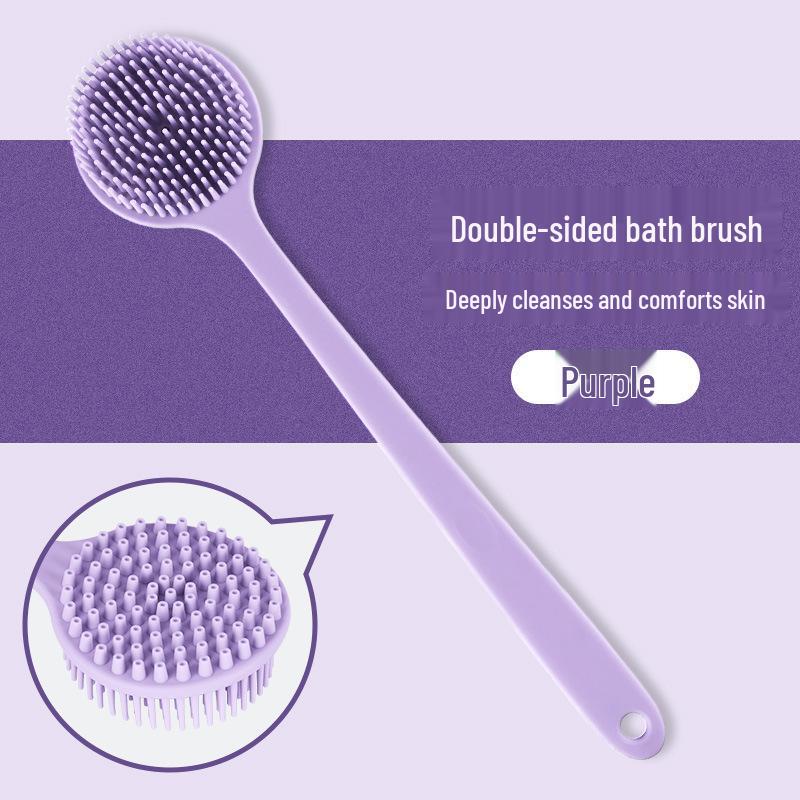 Silicone Long-Handled Soft Bristle Bath Brush for Easy Back Scrubbing