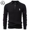 Polo Ralph Lauren Podzimní a zimní výšivka Nový pánský svetr s dlouhým rukávem Pletený svetr na půl zipu Business casual Tenký svetr