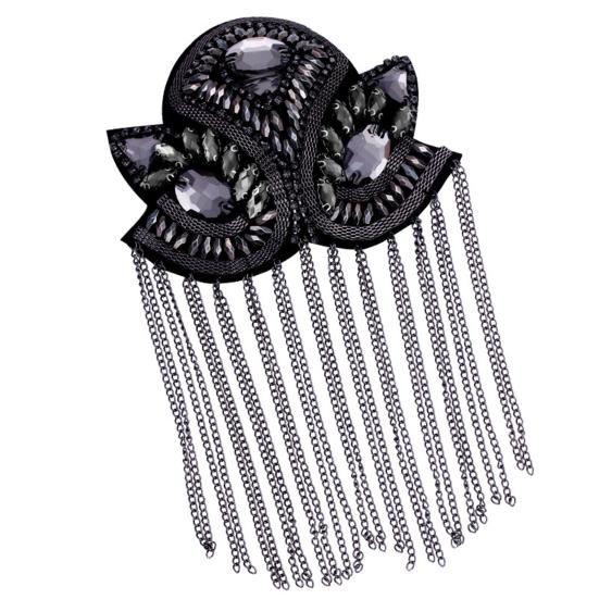 Epaulette Dekorativ Handgefertigt Strass Punk Stil Retro Mode Quaste Kette Schulterklappe Abzeichen für Kleiderdeko