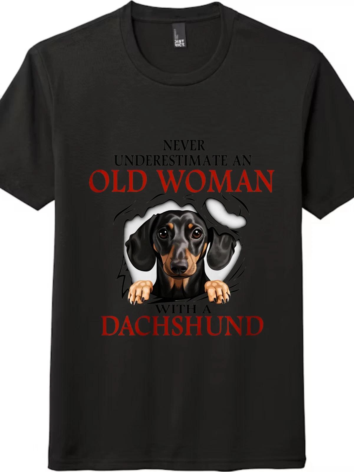Unisex Never Underestimate Old Woman Dachshund kids boys T-Shirt Casual Daily Gift kids boy kids boy tee 110