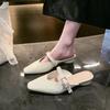Damen Mules Schuhe 2026 Sommer Neu Spitz Zehen Blockabsatz Damen Hausschuhe Mode Kleid Party Mittlerer Absatz Schuhe Damen