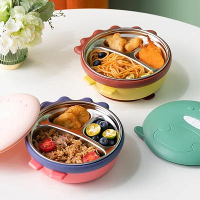 500ml stalowy lunchbox dla dzieci z przegródkami w kształcie dinozaura, podgrzewaną izolacją wodną, sztućcami dla dzieci, pojemnikami na żywność
