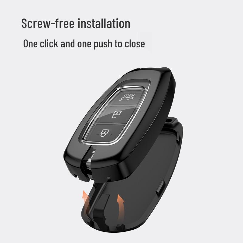 Bilnyckelskydd för Beijing Hyundai Mistra, Elantra, ix35, Festa, ix25 - Metall-läderväska med spänne.