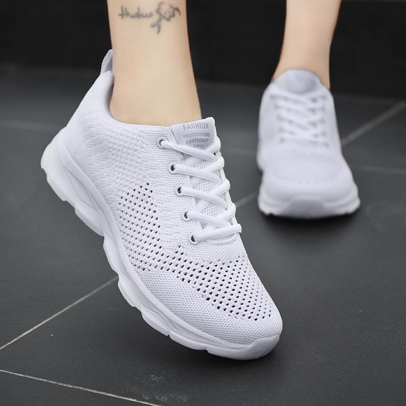 Damskie lekkie sneakersy z siateczki: Wiosenne Casualowe Antypoślizgowe Miękka Podeszwa Płaski Obcas Buty do Biegania