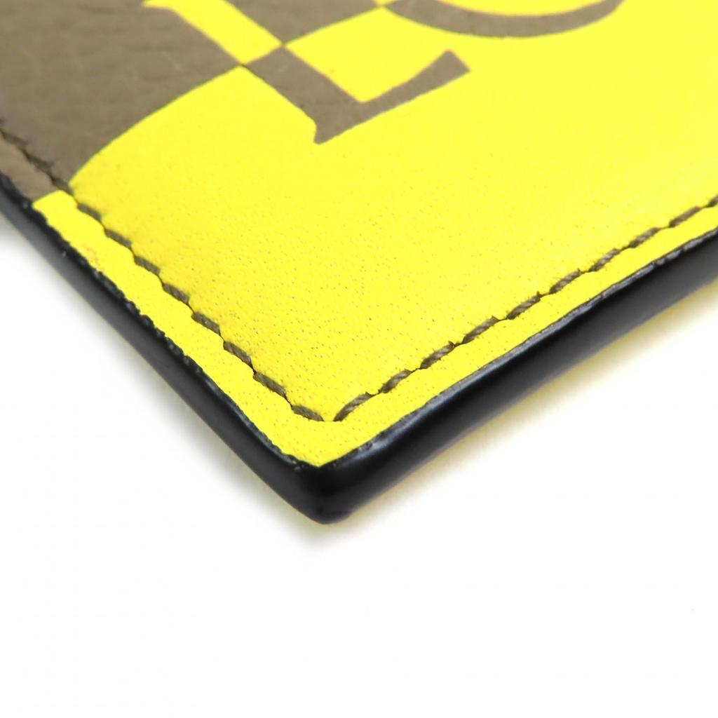 Pristine LOEWE Card Case Signature Plain Cardholder Brown yellow leather Women Used