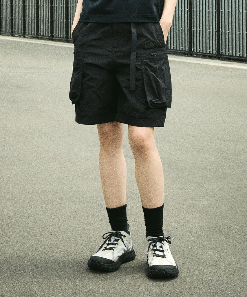 Kaempeusaideu Slingside Cargo Half Pants Black Csp104