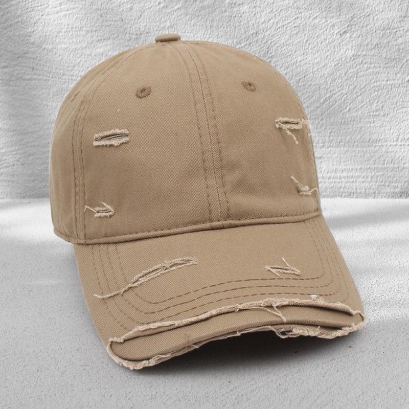 Casquettes de baseball personnalisées déchirées pour hommes et femmes, été tendance, polyvalentes, dessus souple, bord incurvé, chapeau de soleil, casquette à visière