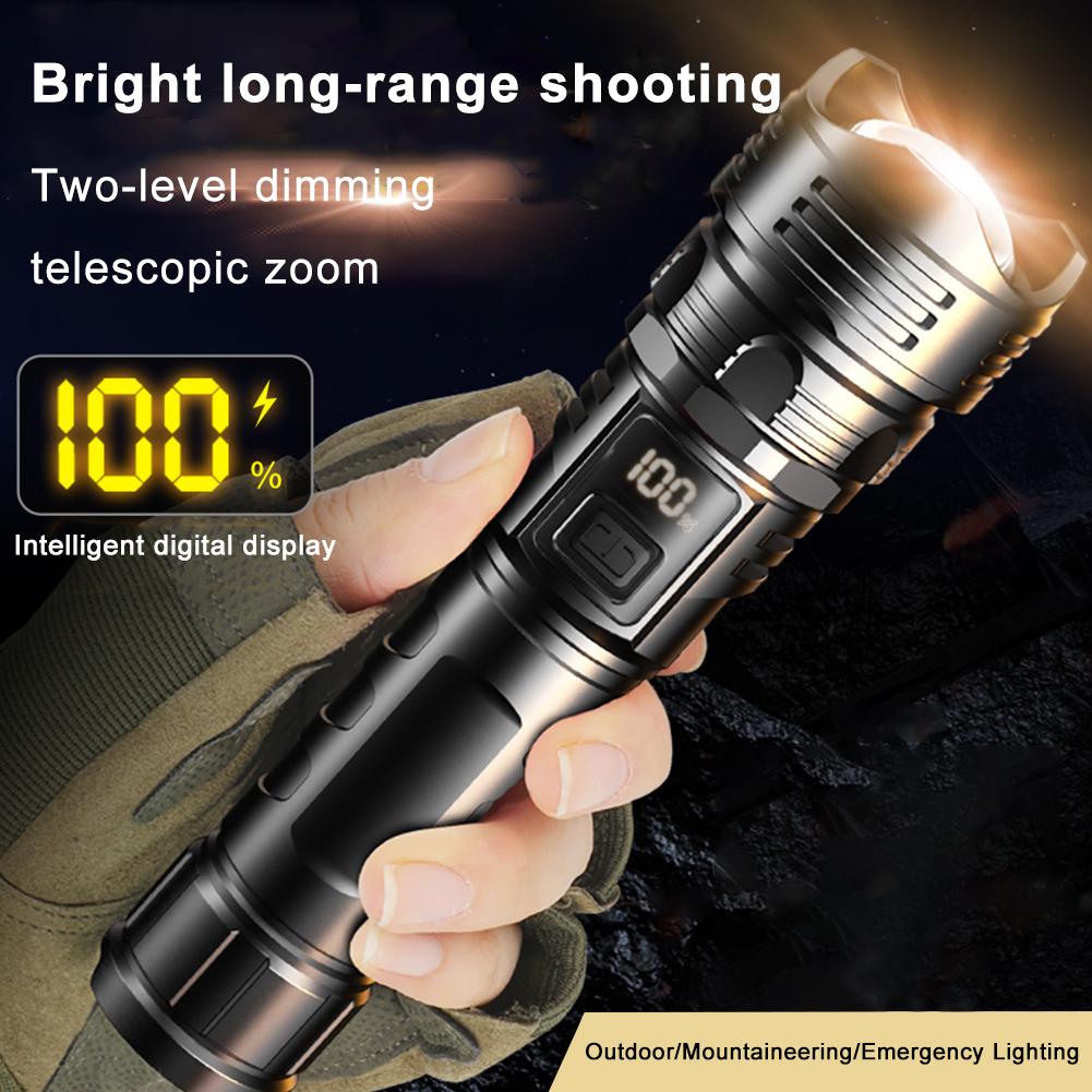 Rechargeable Flashlights Super Bright LED Flashlight USB C 72H Long Lasting Strong Flash Light Zoomable Beam For Camping Fishing