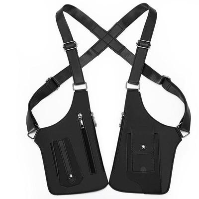 Double Shoulder Strap Multi-Pocket Men Outdoor Anti-theft Chest Bag Leather Multifunction Crossbody Tactical Storage Hunting Bag