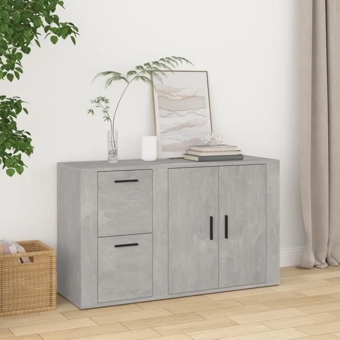 821000 vidaXL Buffet Gris béton 100x33x59,5 cm Bois d'ingénierie