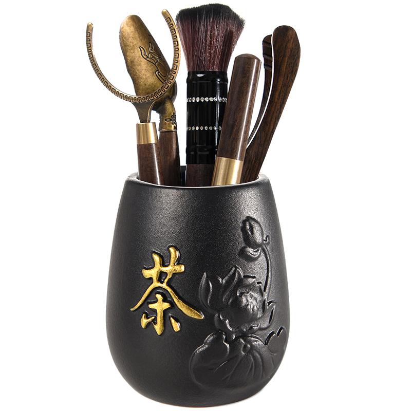 Six Gentlemen Black Sandalwood Tea Ceremony Retro 6-piece Kung Fu Tea Set Accessories