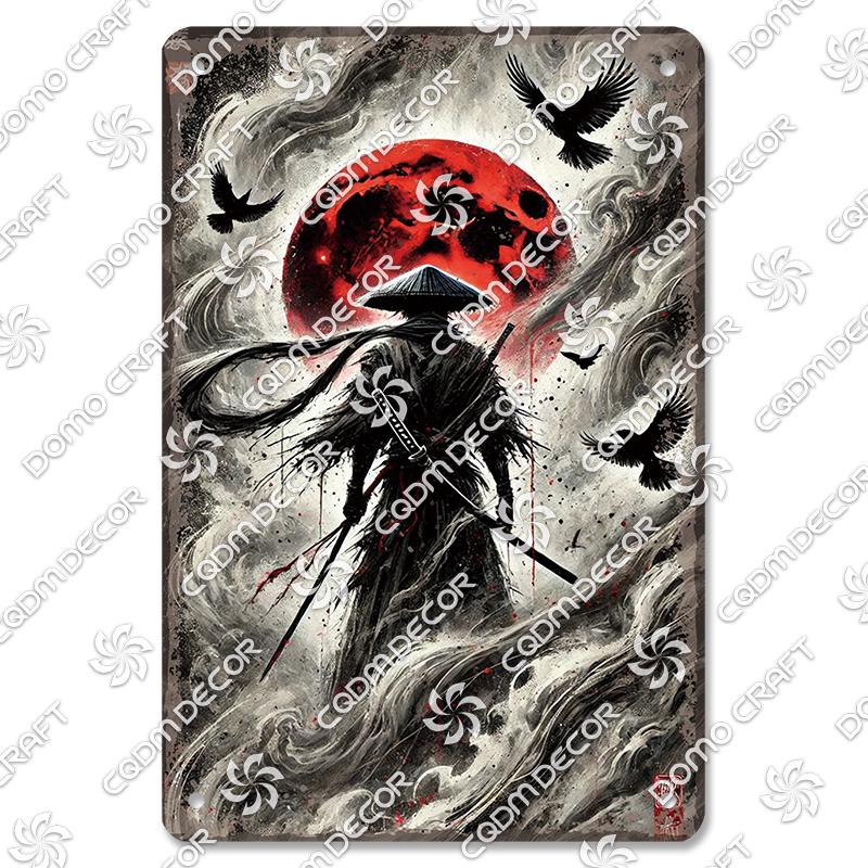 Retro Japanischer Stil Poster Metall Blechschilder Kimono Schönheiten Japanischer Samurai Vintage Metallplatte Wanddeko Club Bar Man Cave