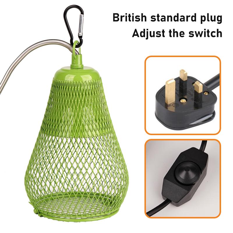 110V-220V Reptile Heat Lamp Shade Green Ceramic Heat Mesh Cover Heater Guard For Chicken Lizards Turtle Brooder Snake