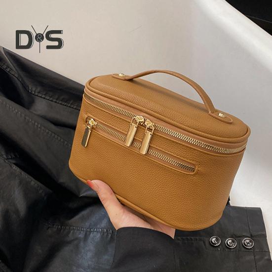 Bolsa de cosméticos, estojo de maquiagem com alça, grande capacidade, fecho de zíper, leve, portátil, bolsa de higiene pessoal para viagem