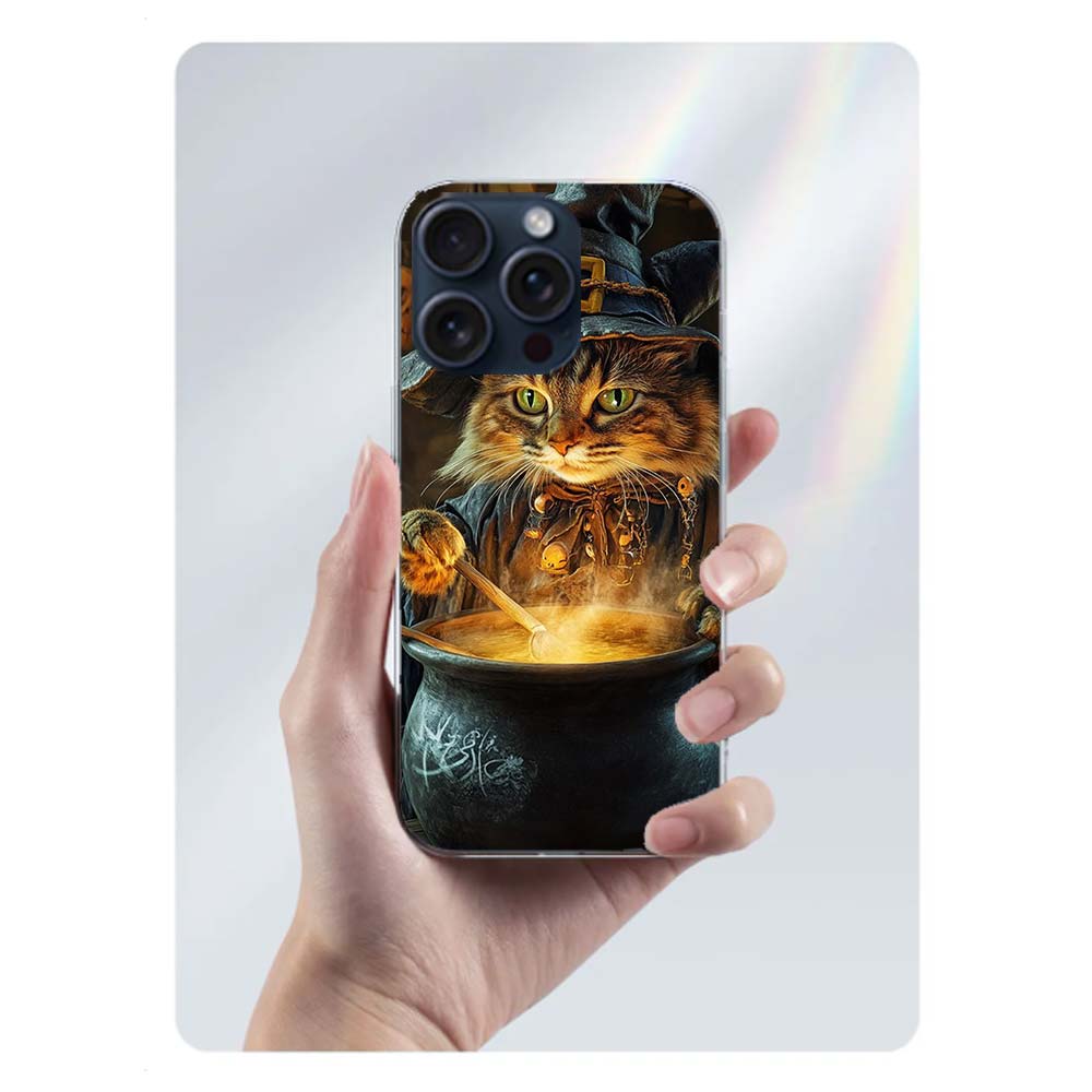 Halloween Magic Cat Clear Phone Case For Iphone 17 Air 16 Pro Max 15 Pro 14 Plus 17E 16E 11 13 12 Mini Cover Cases Fundas Cell T