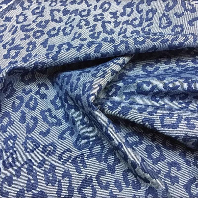 150x50cm Baumwolle Mode Stil Leopardenmuster Garngefärbt Jaquard Gewaschener Denim Stoff Für Kleidung Rock Hose Handgemacht DIY Stoff