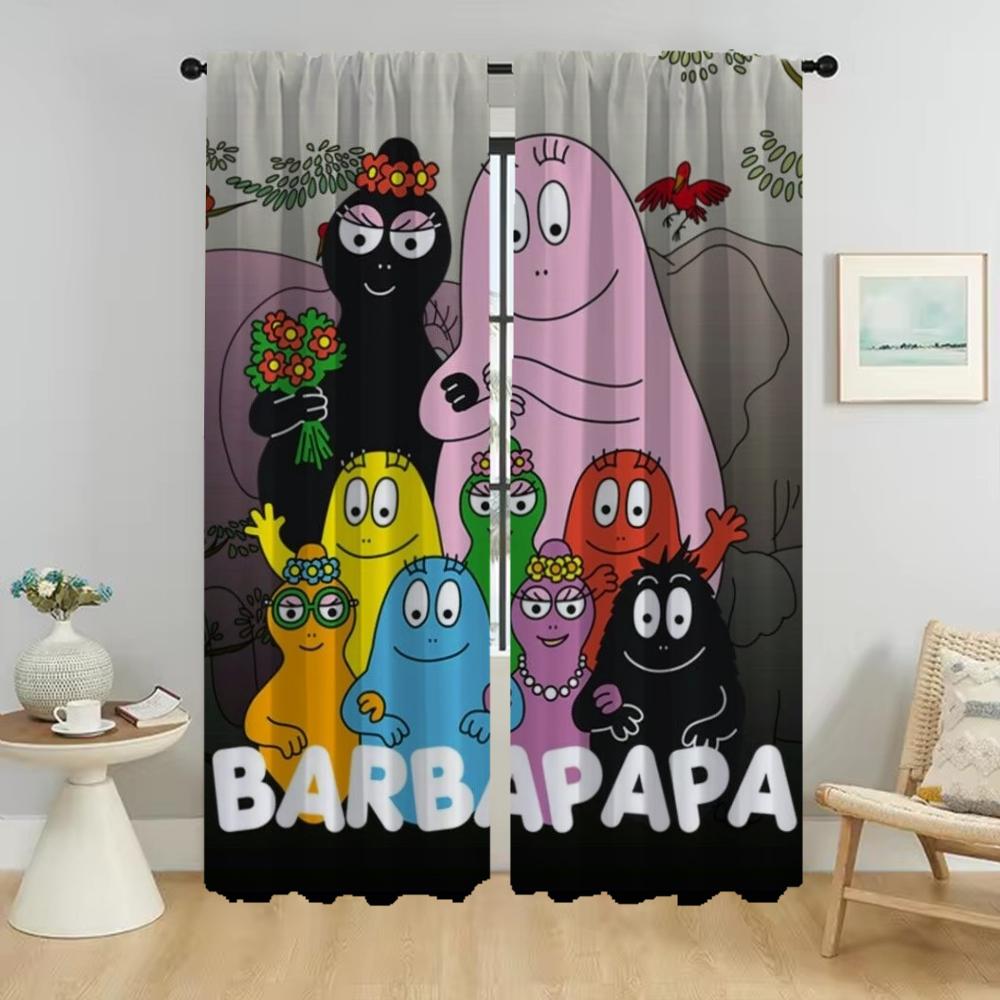 Home Interior Curtains for Camera Les Barbapapas Blackout Curtain for Room 2 Panel Partition Shades Halloween Decoration Living