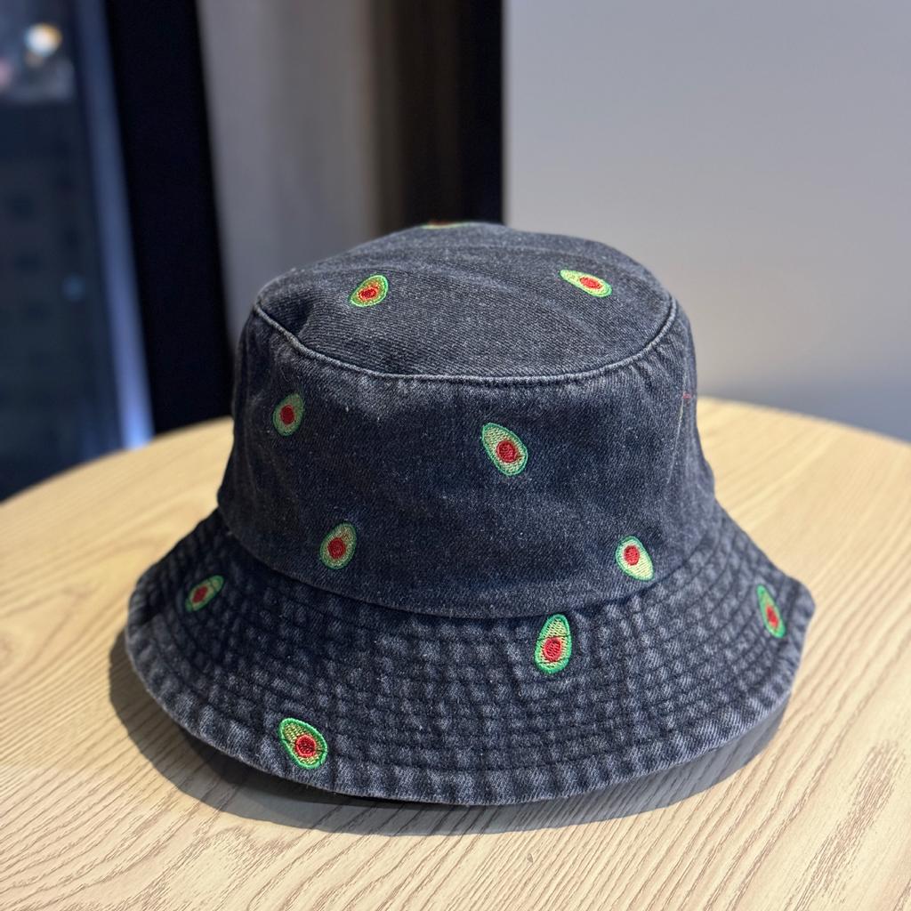 New Spring/Summer Avocado Denim Fisherman Hat for Women, Face-Covering, Face-Slimming, Spring and Autumn Bucket Hat2026Trendy sun hat