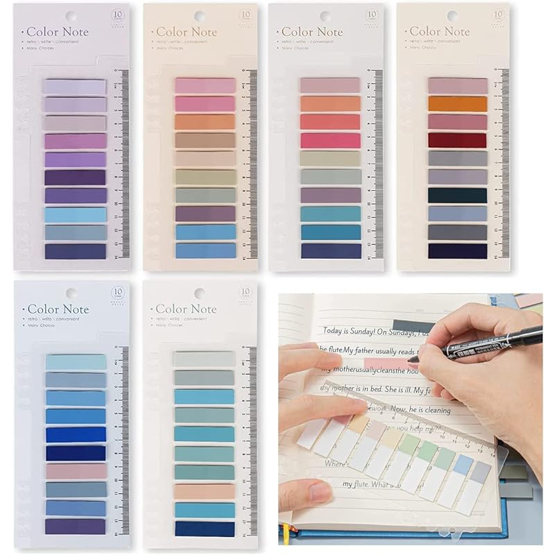 UCRAVO Sticky Tabs Transparent Sticky Notes Writable and Multifunctional Tabs with Ruler Reminder Tabs for Page Markers