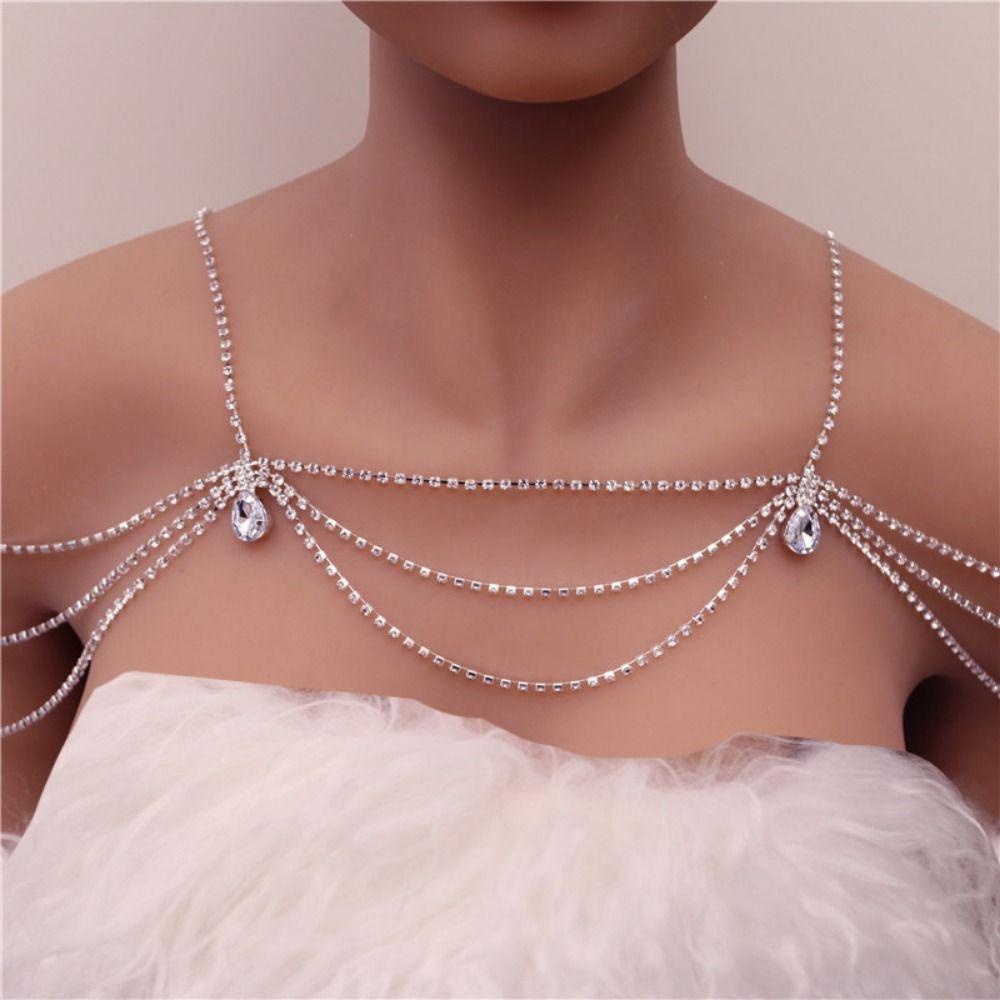 Luxury Bling Body Chain Retro Tassel Women's Shoulder Chain Gift Rhinestones Shoulder Chain  Bridal