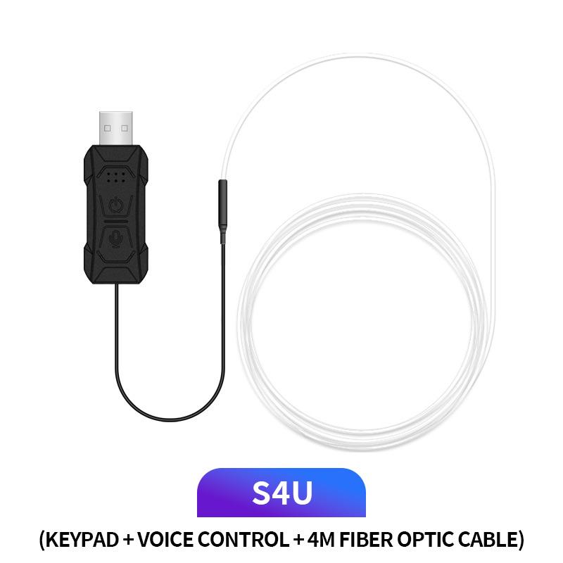 

S4U 4m S-Series Push Button+Voice Control Fiber Optic Flexible Neon Light Strip Car Interior USB Atmosphere Lamp Type A