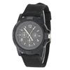 Electronic Analog Wrist Watch Round Nylon Strap Military Wristwatch (Black)