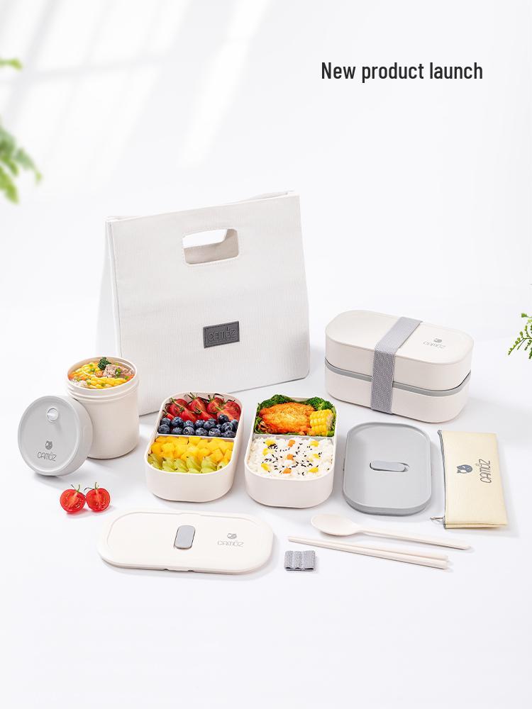 Microwaveable Japanese Double-Layer Bento Box - Portable, Sealed & Divided for Office Workers