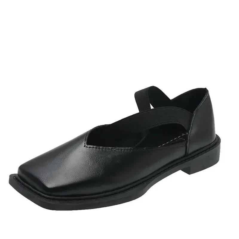 Flats Mary Jane Flat Green Normal Leather Casual Women's Shoes Square Toe Japanese Style Lolita Ladies Footwear Gothic Fashion