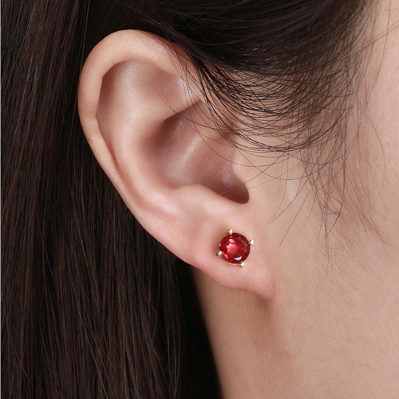 

Серьги из стерлингового серебра S925 пробы с натуральным хрустальным камнем 14 карат, круглые серьги с четырьмя когтями и инкрустацией 925