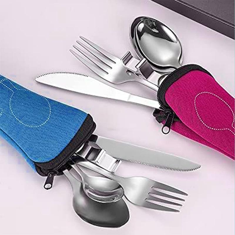 Stainless Steel Tableware Bag, Portable Tableware with Travel Bottle Opener, Five-piece Set, Combined Storage Bag, Diving Material Set