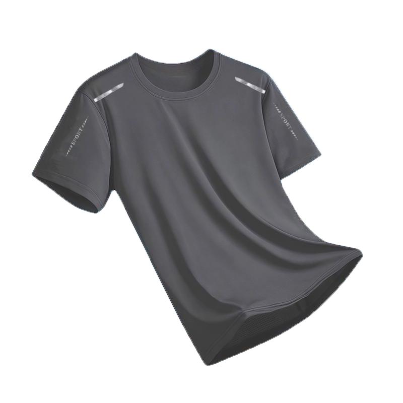 New Ice Silk Running Shirts Men Loose Short Sleeve Top Basketball Gym Sportswear For Male Fitness Workout Mesh Breathable Tee