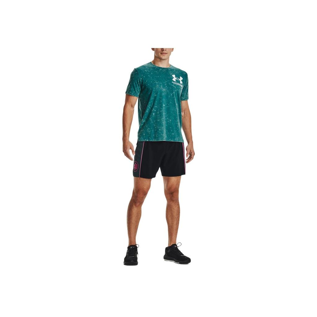 Under Armour Large Logo Print Running T-Shirt Men Tops Lake-Green 1372590-452