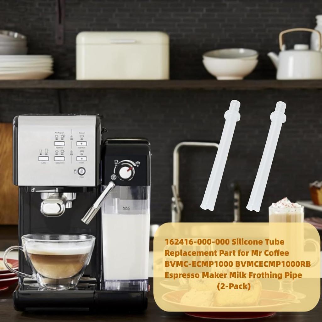 162416-000-000 Silicone Tube (3.54") Replacement Part for Mr Coffee BVMC-ECMP1000 BVMCECMP1000RB Espresso Maker Milk Frothing Pipe (2-Pack)